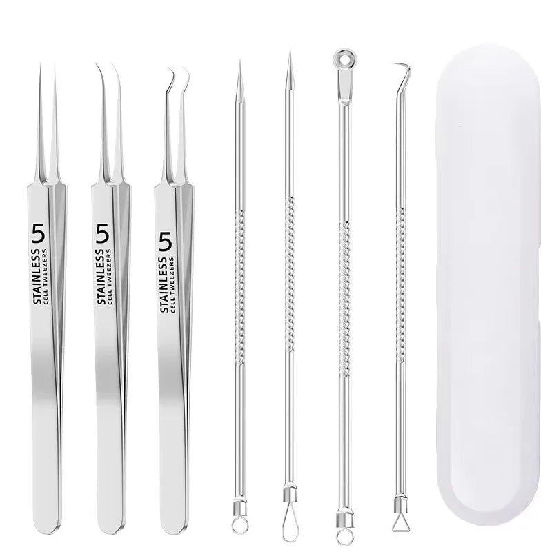 Stainless Steel 4/7/8pcs Acne Removal Tool Set - Blackhead & Pimple Popper Kit for All Skin Types, Fragrance-Free, Beauty Tools